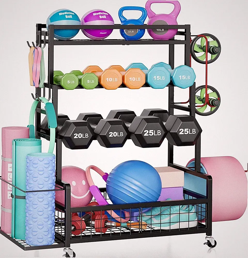 Dumbbell Rack with Wheels 490LB Capacity Home Gym Storage Rack