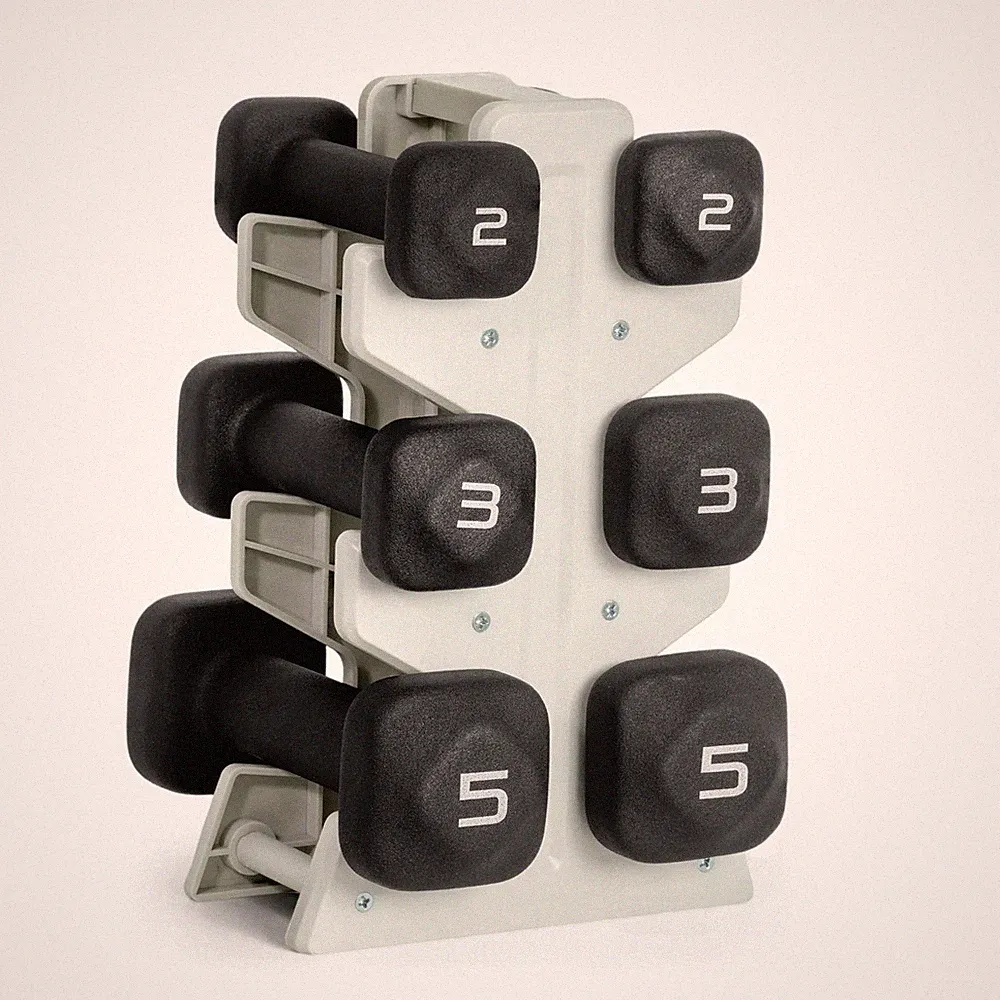 Dumbbell Set 20 LB Neoprene Non Slip Beige Tone Fitness Home Gym Storage Rack