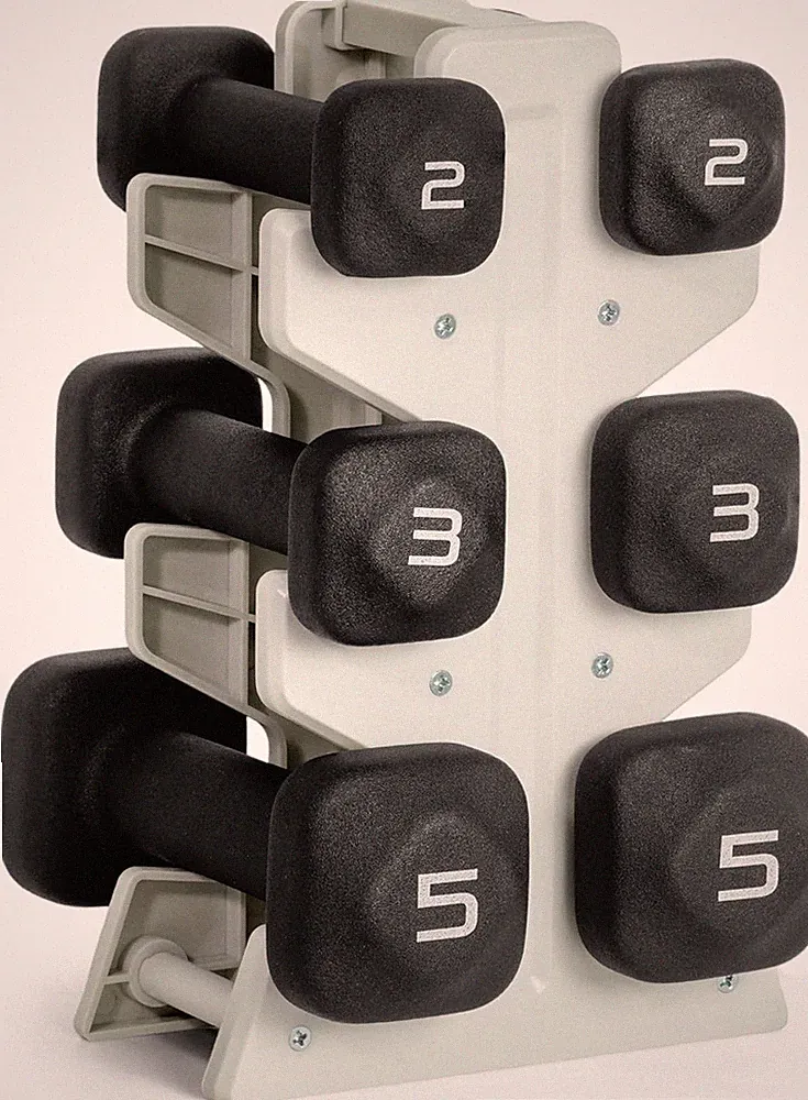 Dumbbell Set 20 LB Neoprene Non Slip Beige Tone Fitness Home Gym Storage Rack