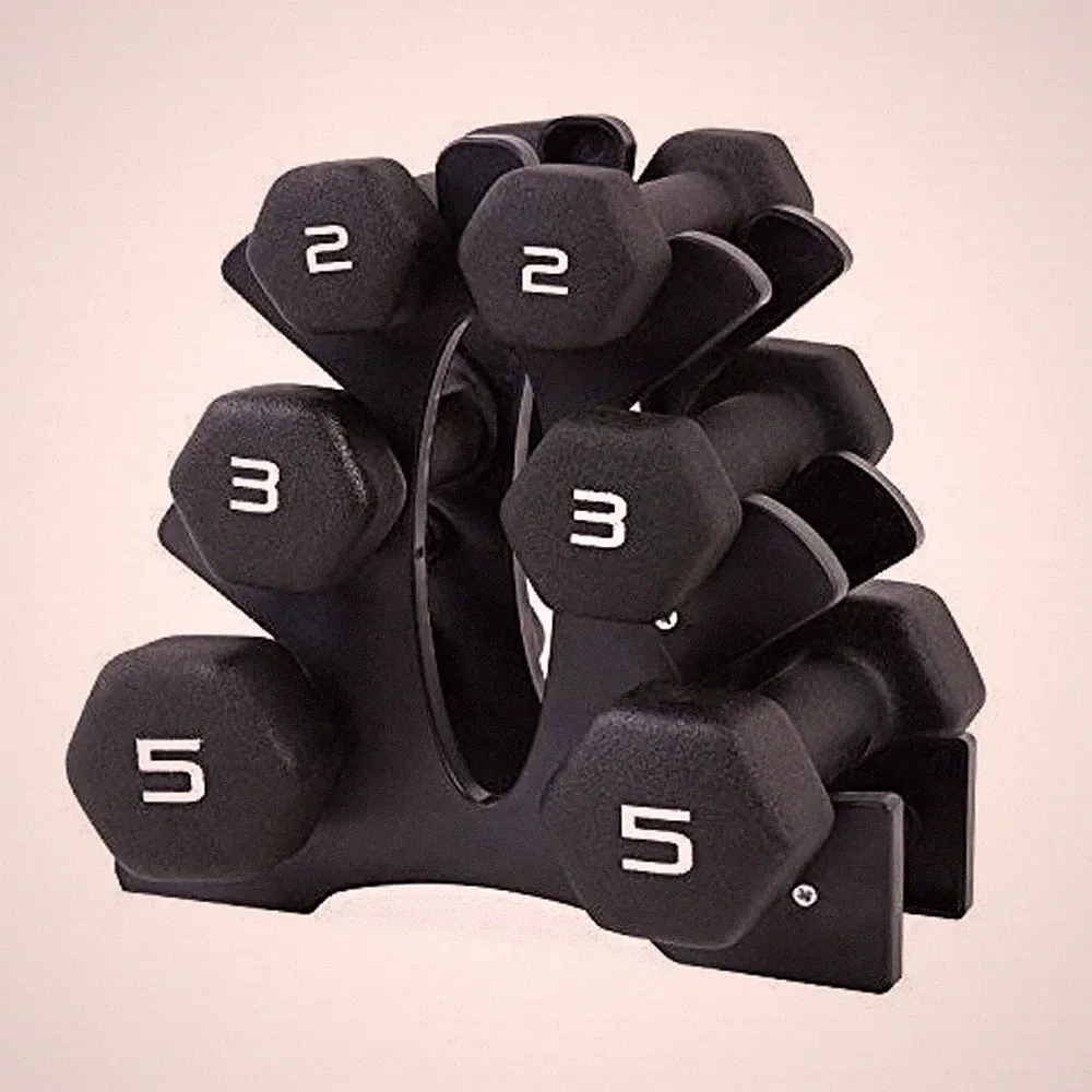 Dumbbell Set Neoprene 20 lb Black with Rack CAP Barbell SDNS4B-20A Pounds