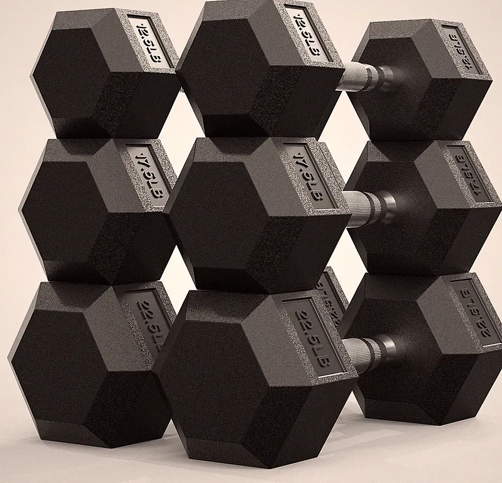 Dumbbell Set Rubber Encased Home Gym Dumbbells Strength Training Weight Lift US