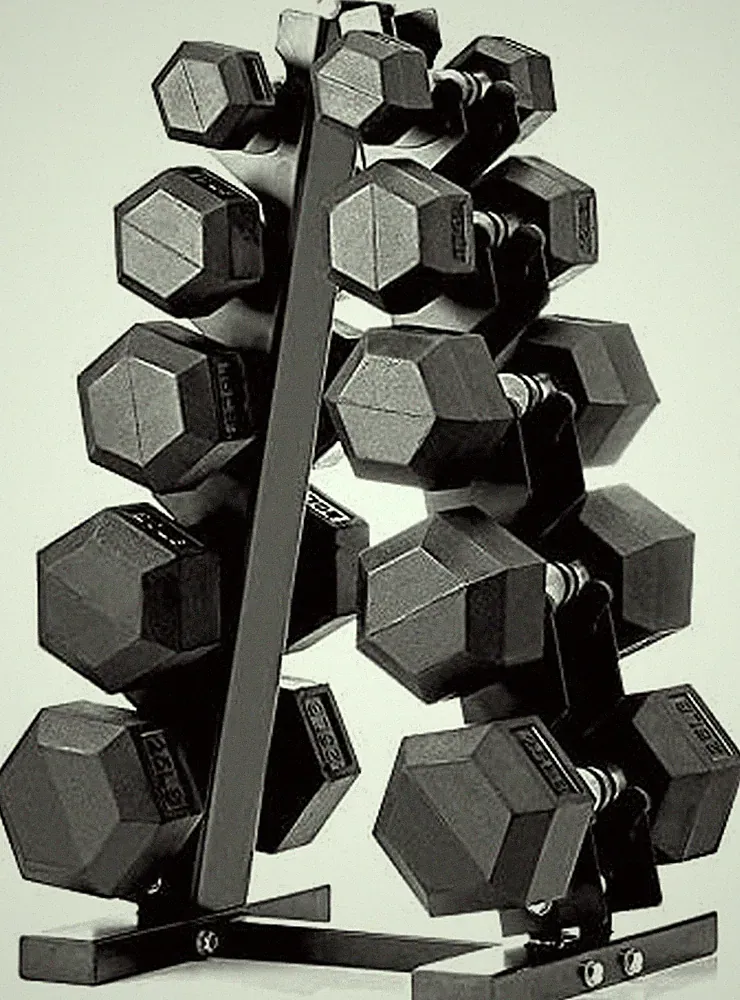 Dumbbell Set Rubber Encased-with Rack