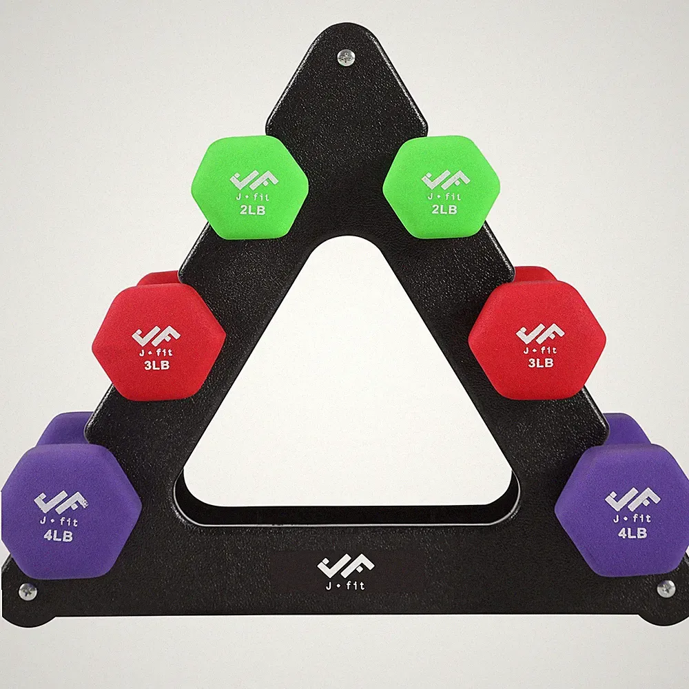 Dumbbell Set w/Durable Rack, Double Neoprene Coated Workout Weights, Solid De...