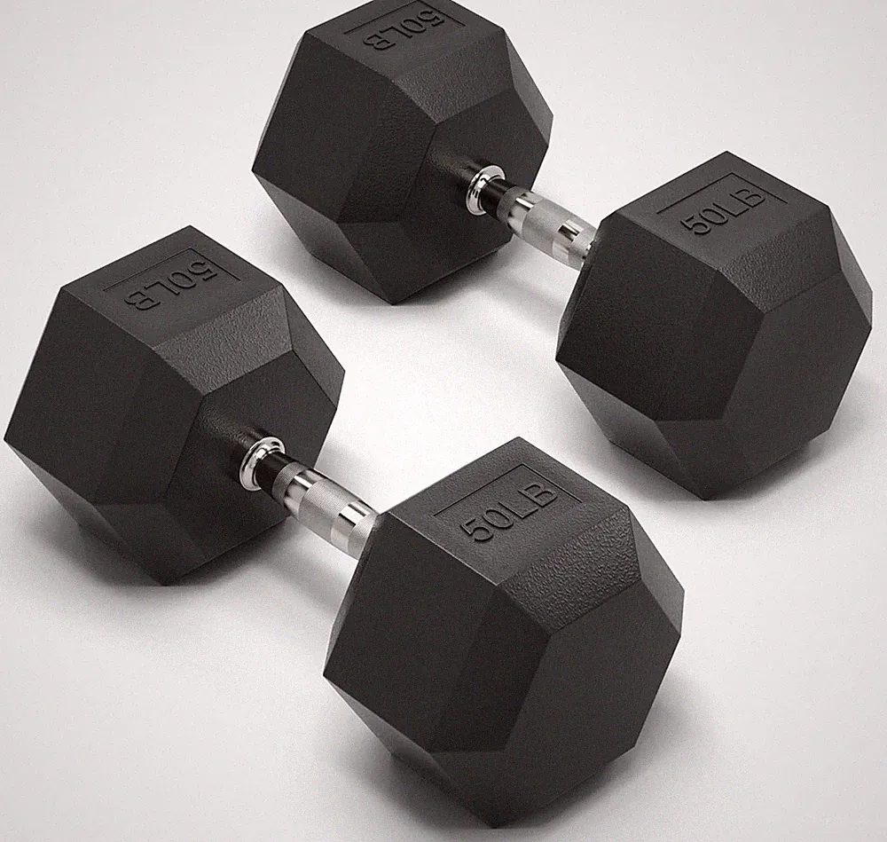 Dumbbell Sets W/ Rack Rubber Hex Dumbbells Multiple Choices