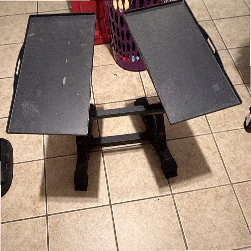 Dumbbell stand universal any adjustable dumbbell set can fit on there