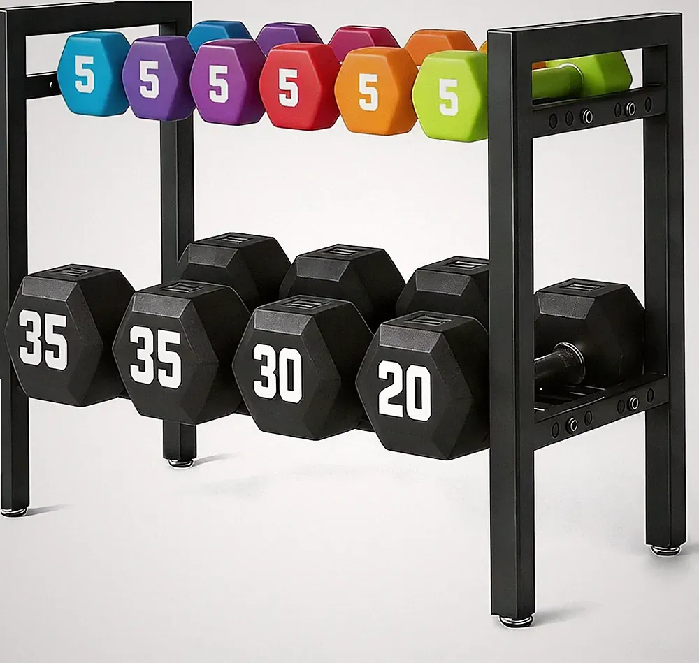 Dumbbell Storage Rack, Weight Rack for Dumbbells, 2 Tier Adjustable Kettlebell R