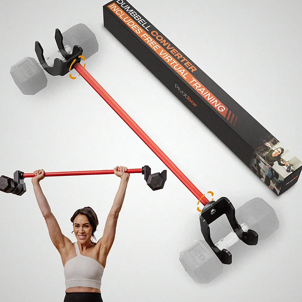 Dumbbell to Barbell Converter Bar By PivotBar, Compatible for all Dumbbells