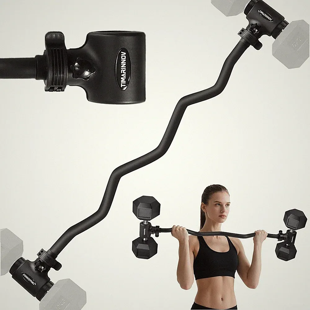 Dumbbell to Barbell Converter Bar, EZ Curl Barbell Adapter with 200LB Capacit...