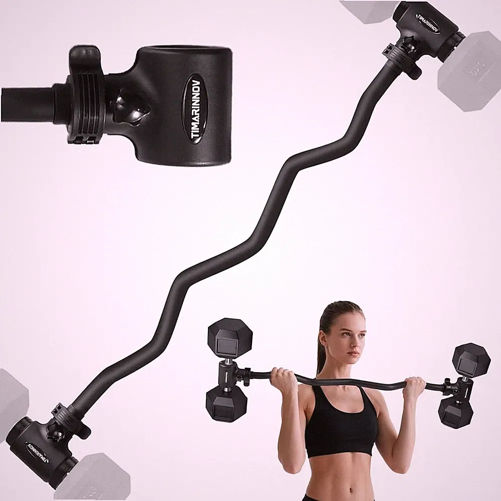 Dumbbell to Barbell Converter Bar, EZ Curl Barbell Adapter with 200LB Capacity