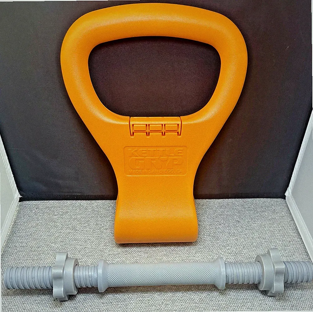 Dumbbell to Kettlebell Adapter Handle Orange Kettle Grip + Threaded Dumbell