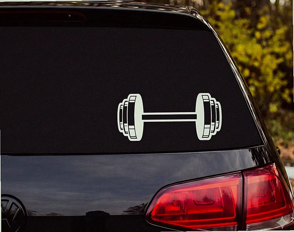Dumbbell Weight Plates Graphic Vinyl Decal Sticker Car Window Laptop