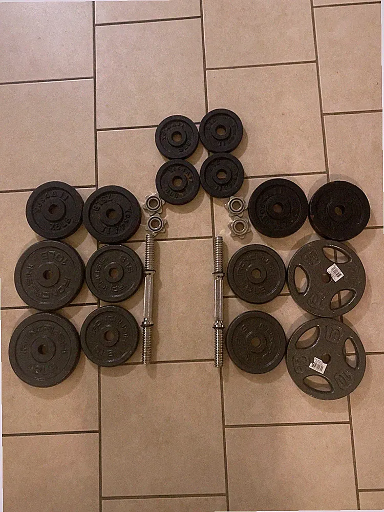 Dumbbell weight plates set USED (ACCEPTING OFFERS)