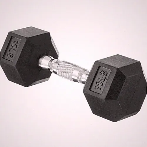 Dumbbell Weight Solid Cast Iron Rubber Encased Non Slip Grip Hexagon Ends