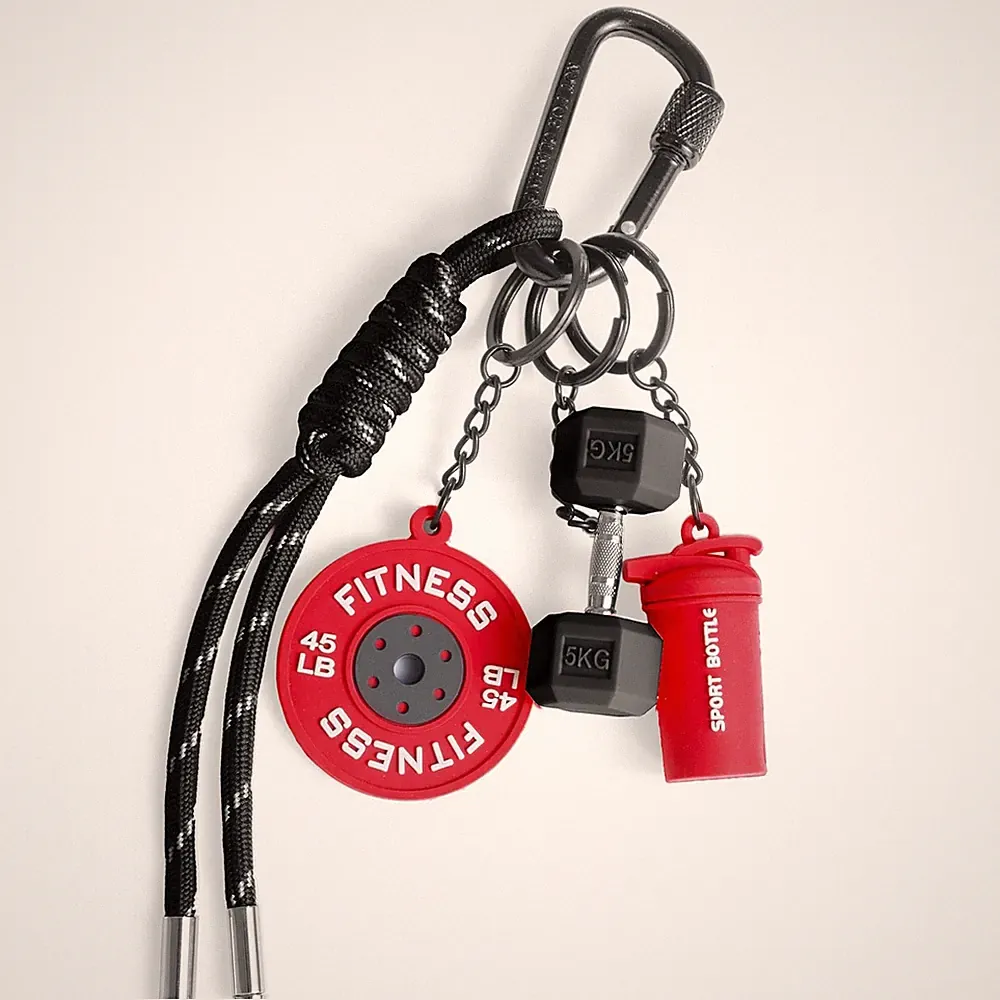 Dumbbell & Weights Keychain, Bag Purse Charms Gift for fitness and Men, Cute...