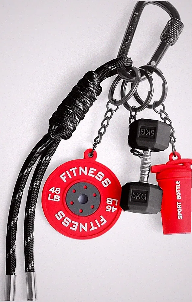 Dumbbell & Weights Keychain, Bag Purse Charms Gift for fitness Women and Men, Cu