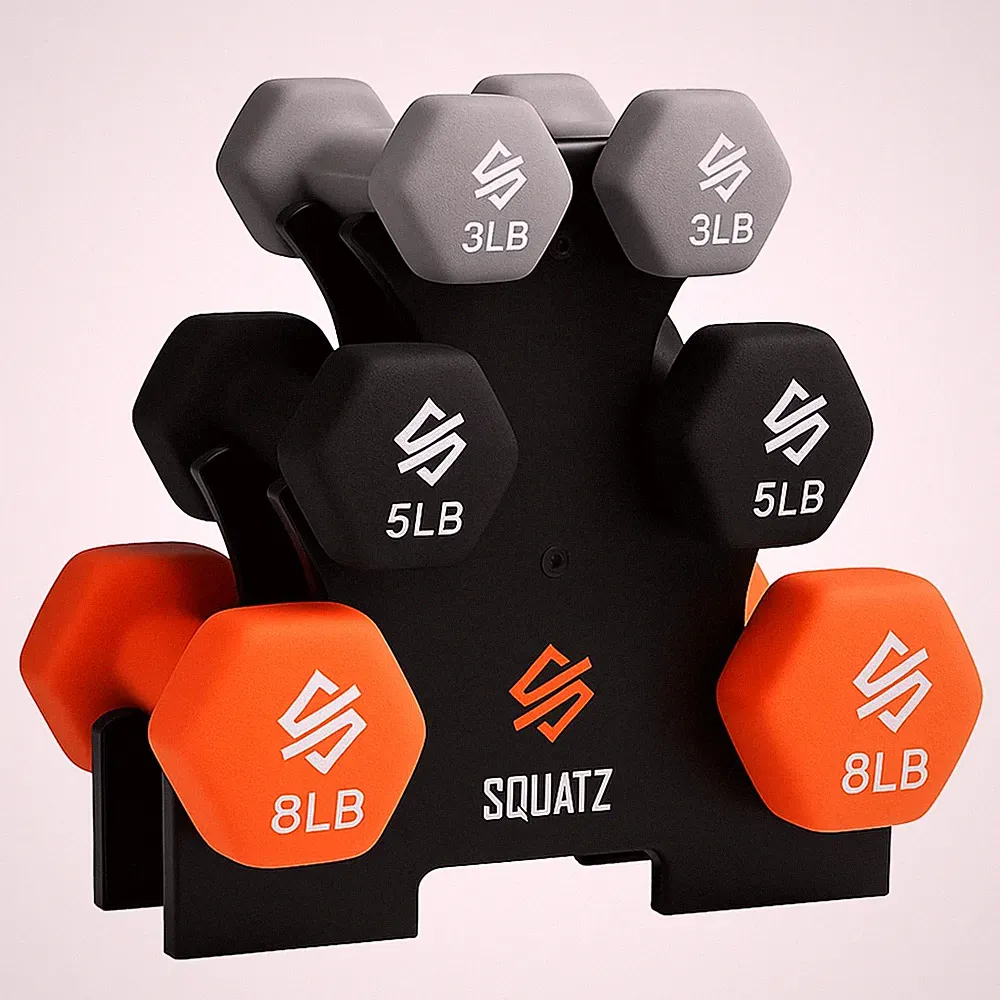 Dumbbell Weights Set with Stand, 32lbs Neoprene Coated Weights in Color Gray,...