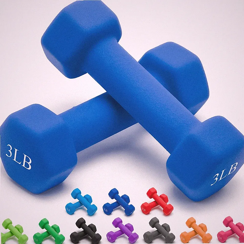 Dumbbells 1-15 LB Neoprene Set of 2 Anti-Slip Hex Shape - for Shoulder and Hand