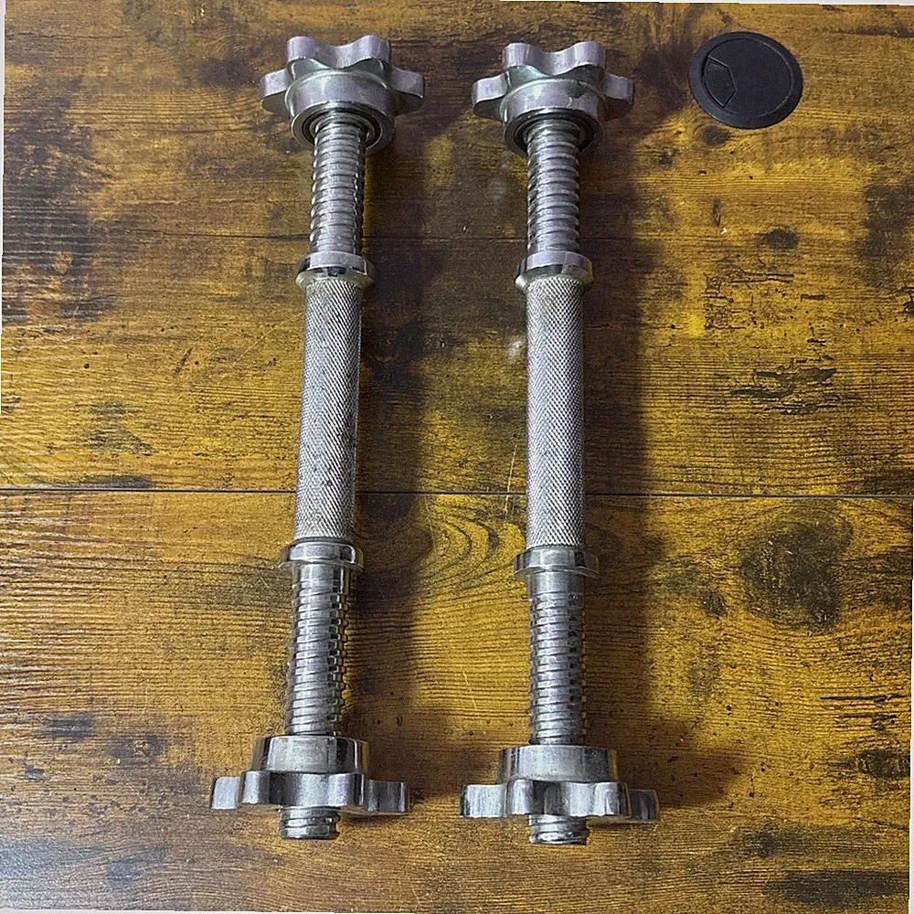 Dumbbells 14" Bar w/ Screw Collars For Weights Pair Set