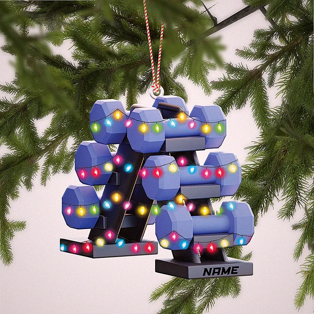 Dumbbells gym tools Ornament, Fitness, gym Christmas tree Hanging Decor