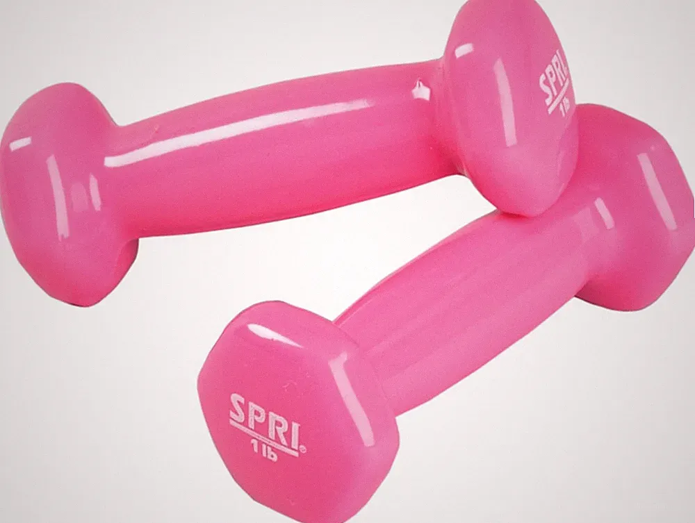 Dumbbells Hand Weights Set Of 2 - 1 Lb Vinyl Coated Exercise & Fitness Dumbbell