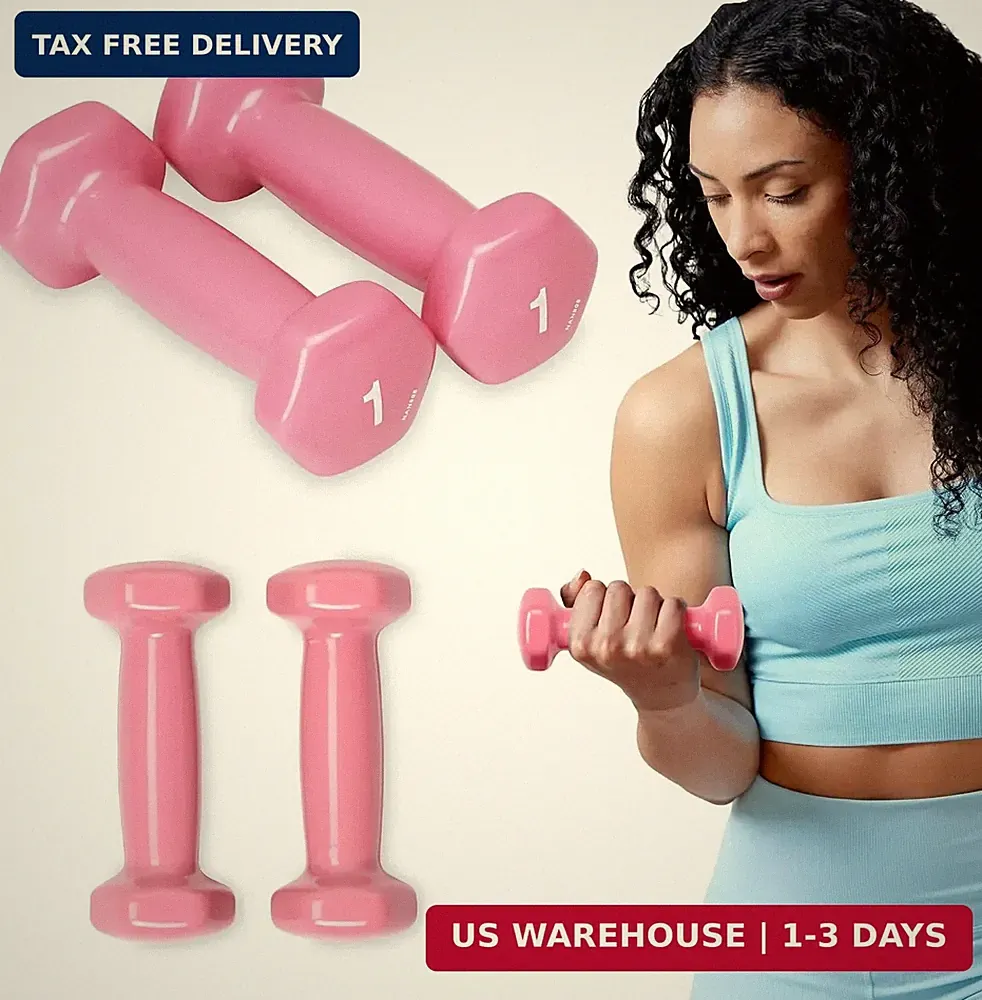 Dumbbells Hand Weights Set of 2 - Vinyl Coated Exercise & Fitness Dumbbell for H