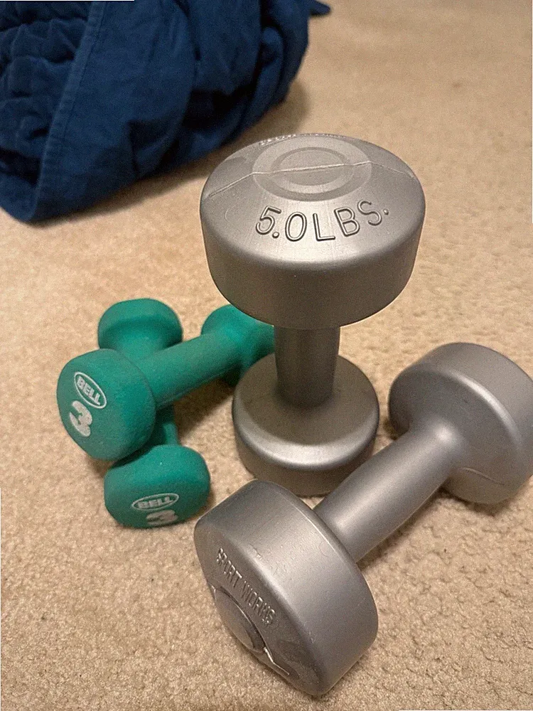Dumbbells Hand Weights Set of 4 Vinyl Coated Exercise & Fitness Dumbbell fo...
