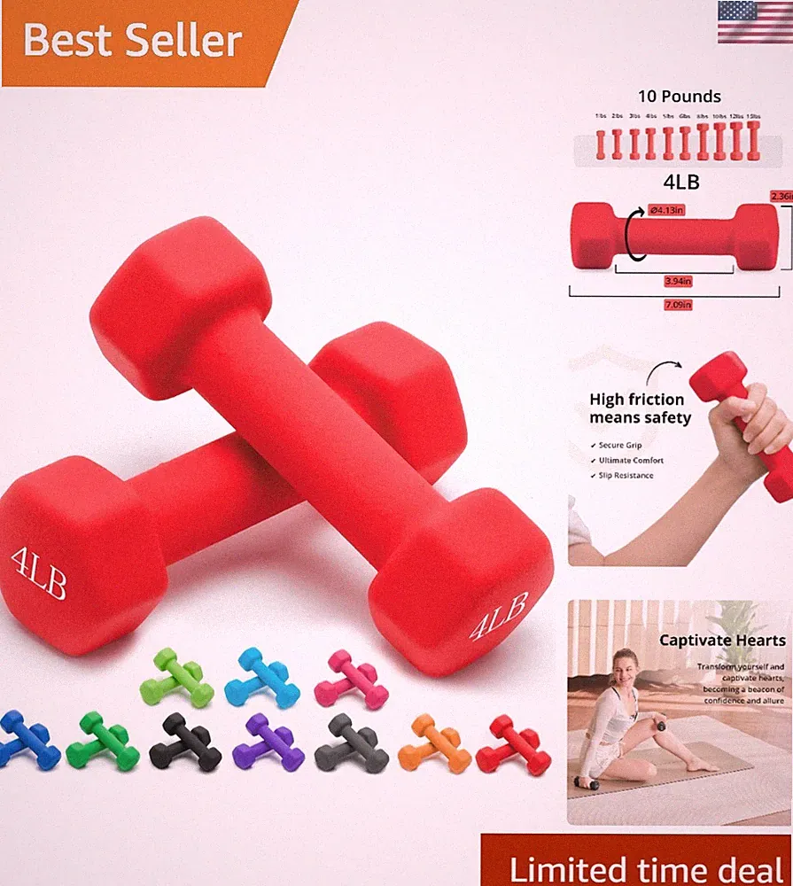 Dumbbells Neoprene with Non Slip Grip weight for Total Body Workout Exercise...