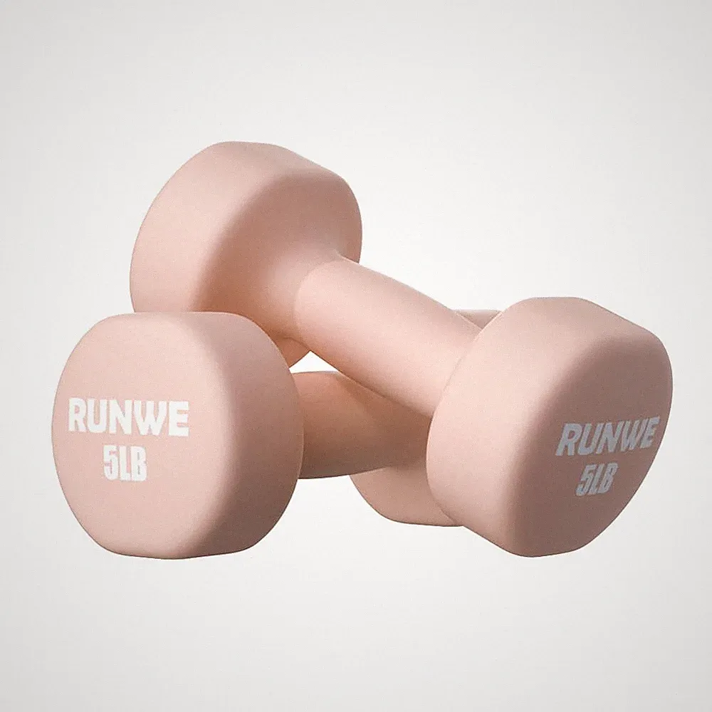 Dumbbells Set of 2 - Cast Iron Pink Dumbbell 5 LB Weights Set of 2, Hand Weig...