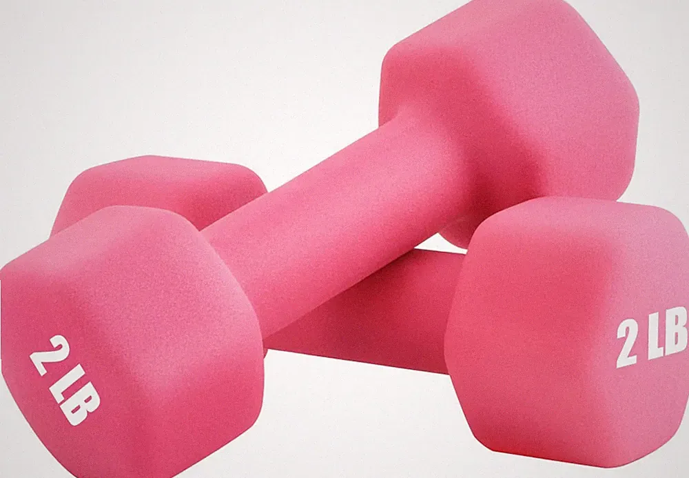 Dumbbells Set of 2 Neoprene, 1-15 LB, 10 Color Options, Hex Shape