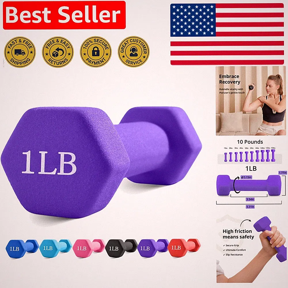 Durable 1-3LB Solid Iron Hex Dumbbells - Sweat-Resistant Design for Fitness