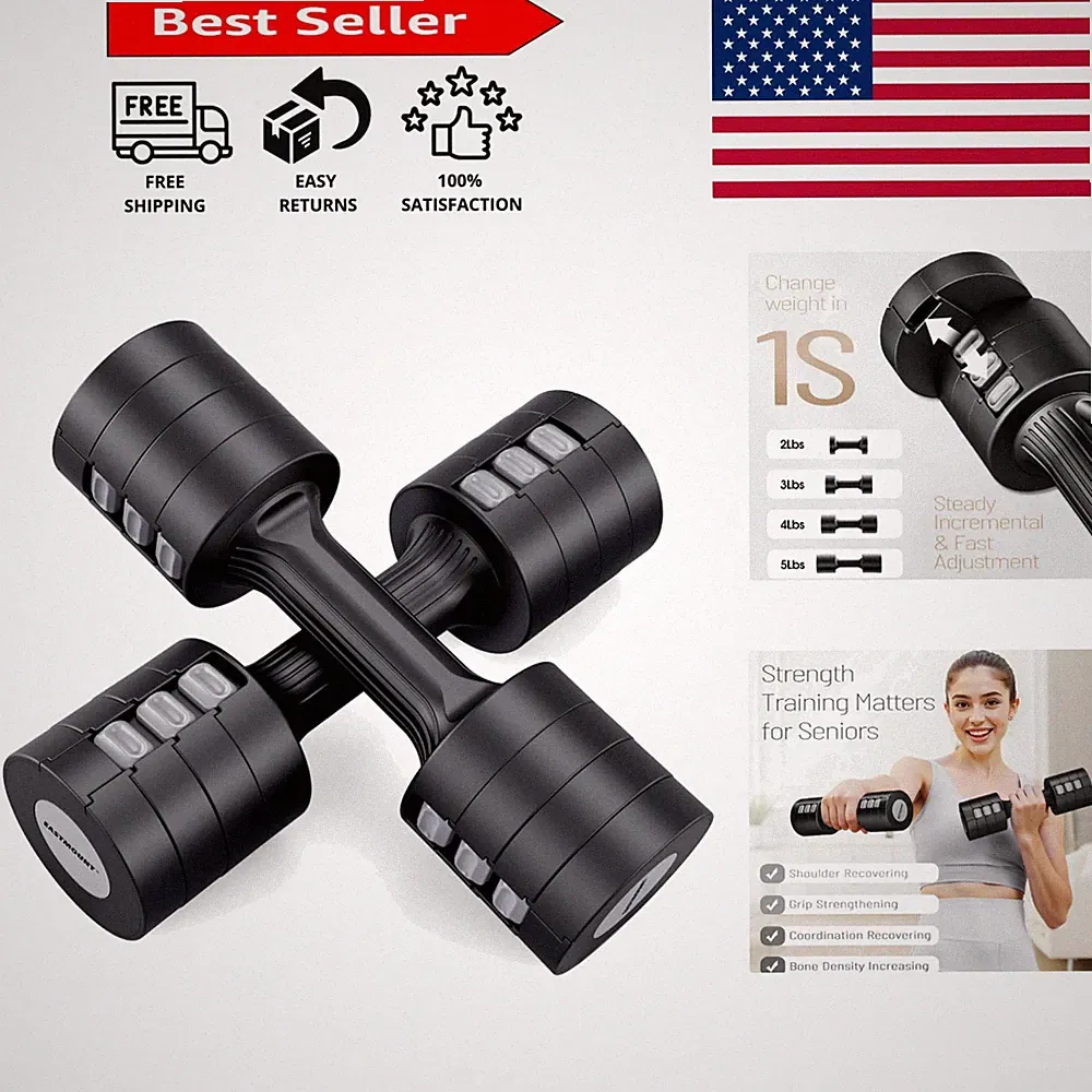 Durable 10 lb Adjustable Dumbbells for Women - Effortless Weight Change Design