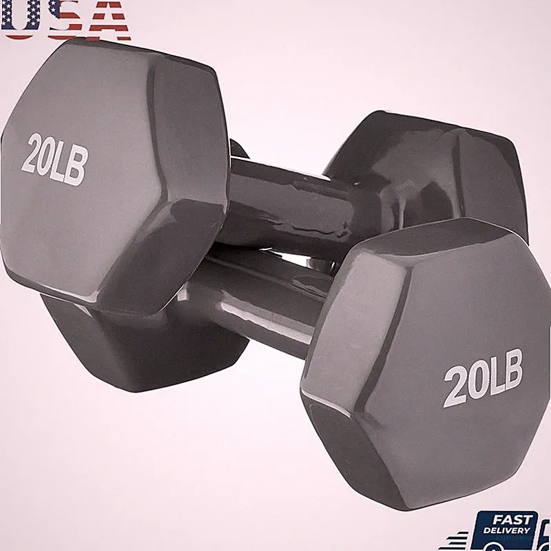 Durable 10lb Dumbbells Set Non-Slip Grip Hex Weights Strength Training Equipment