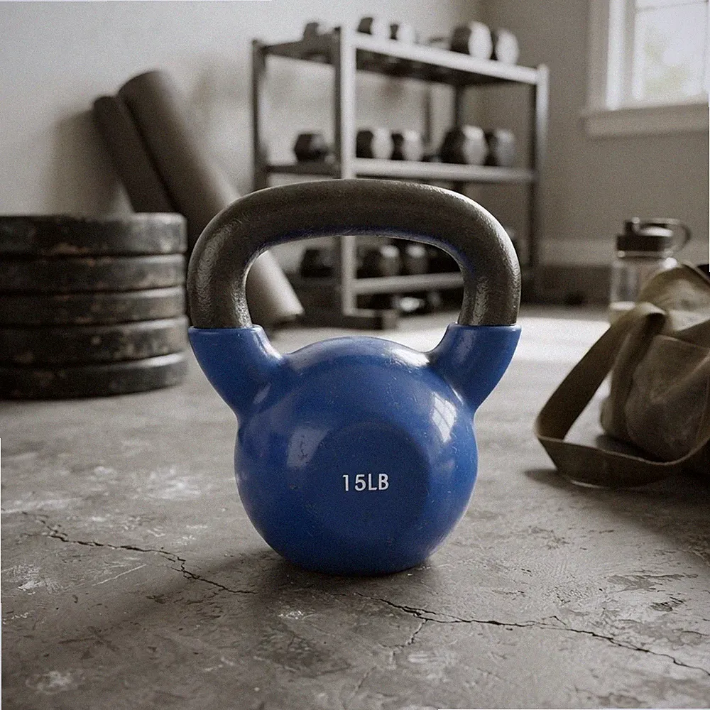 Durable 15 lb Kettlebell with 1.2" Handle - Ideal for Muscle Toning and Cardio