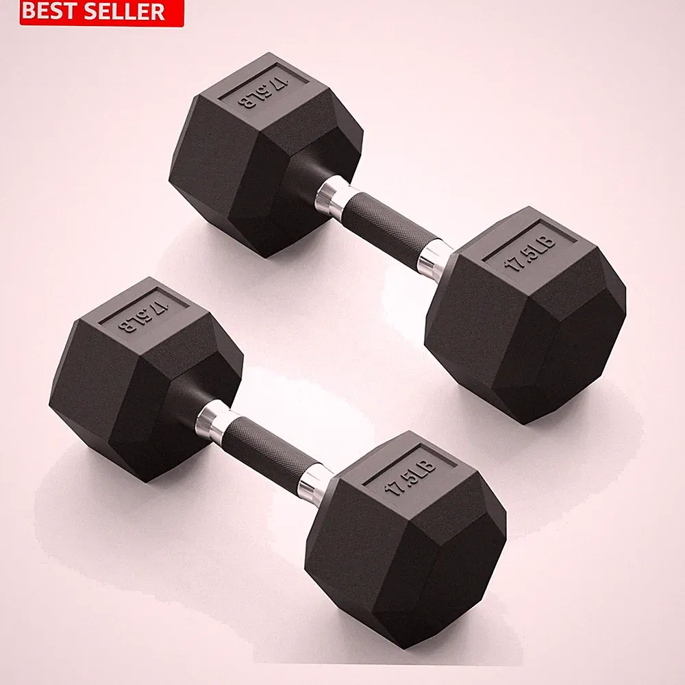Durable 17.5 lb Rubber Grip Dumbbells for Effective Strength Training at Home