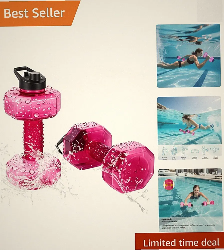 Durable 2 PC Water Dumbbells with Non-Slip Handles for Effective Home Workouts