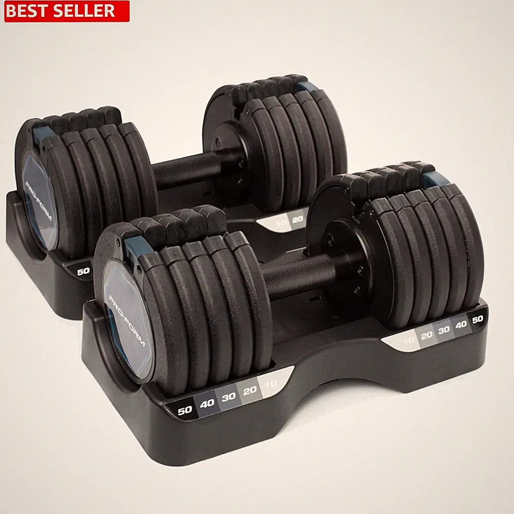 Durable 50 Lb. Adjustable Dumbbells - Non-Slip, Sleek Design for Serious Lifters