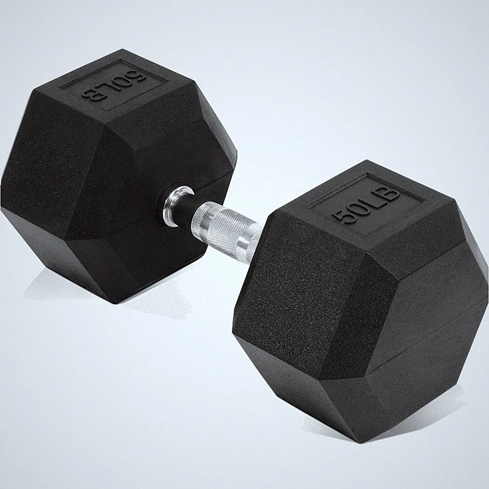 Durable 50LB Cast Iron Hex Dumbbell - Rust Resistant & Versatile Weight Training