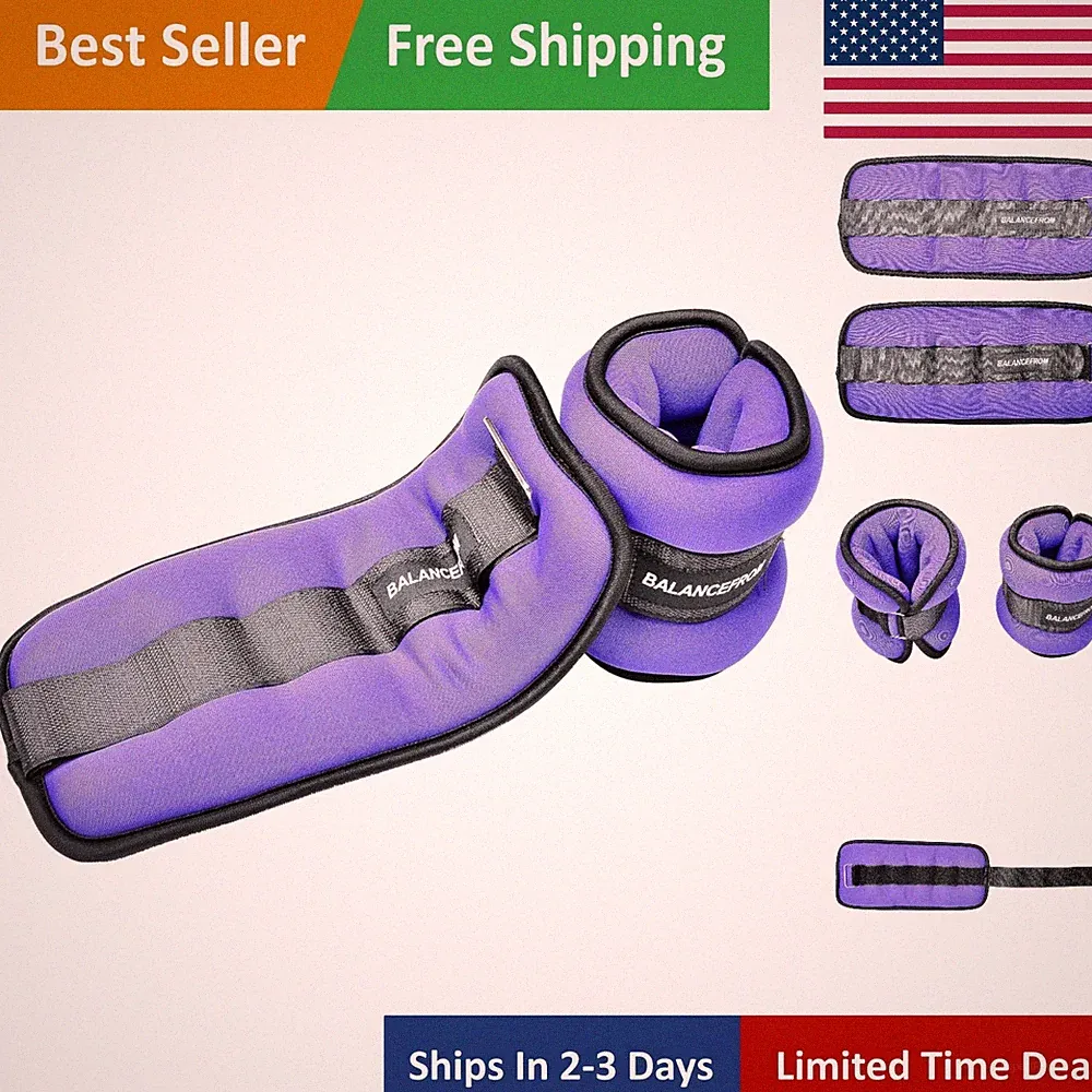 Durable 5LBS Pair Adjustable Ankle Wrist Weights - Ideal for Aerobics & Cardio