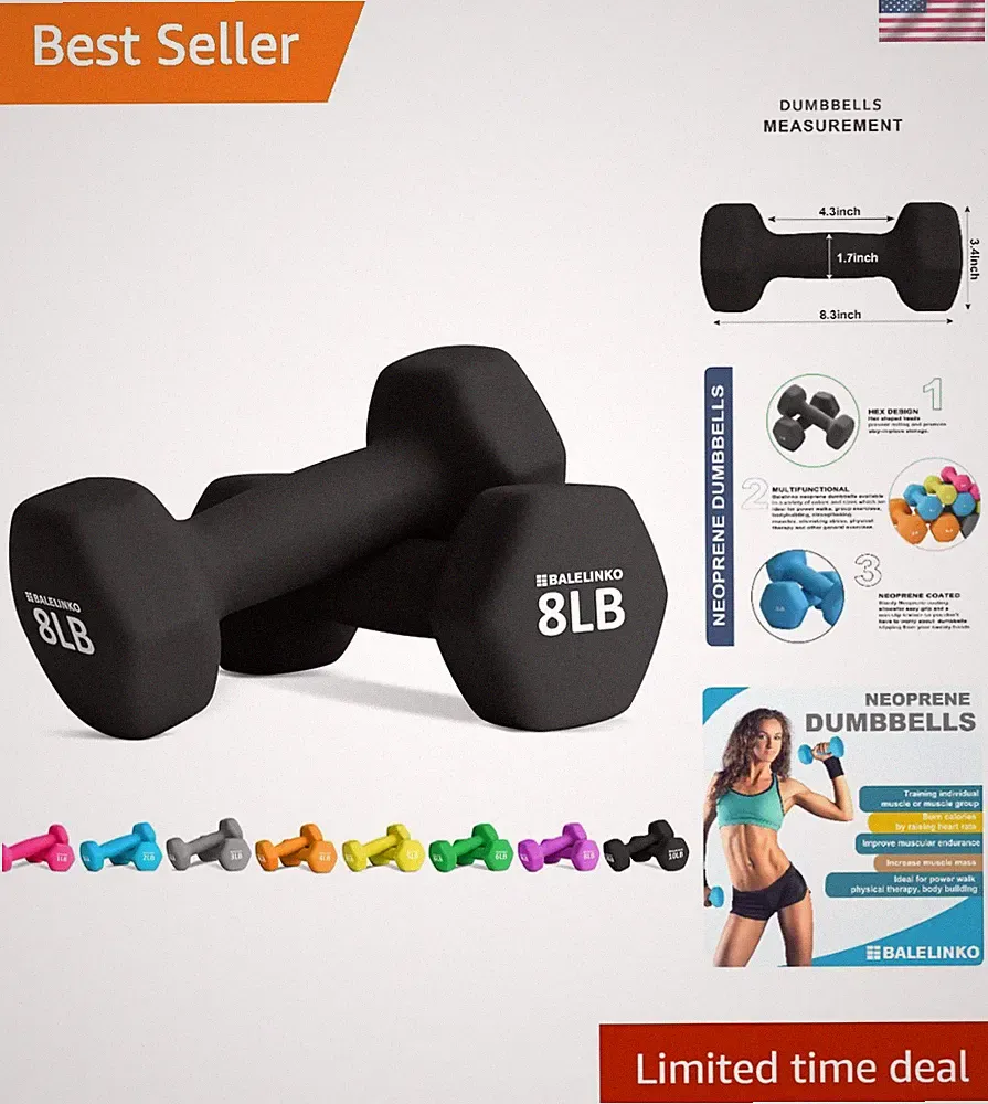 Durable 8 lb Cast Iron Dumbbells with Non-Slip Grip for All Fitness Levels