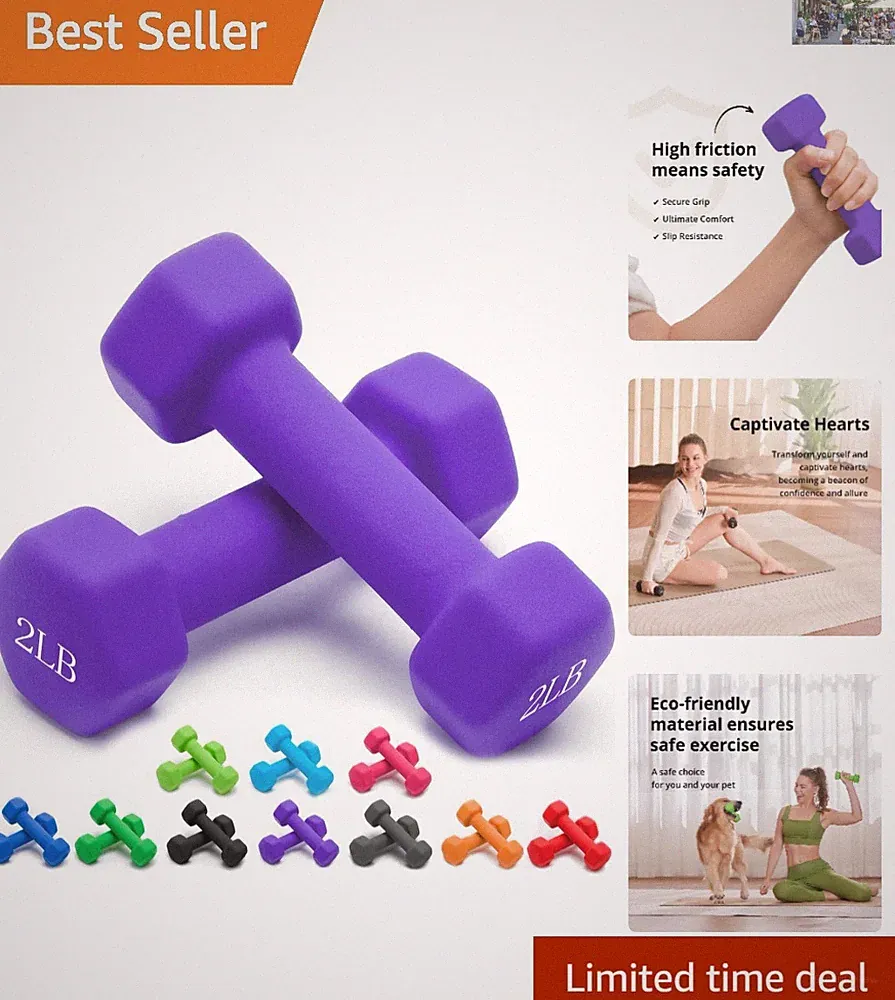 Durable Anti-Roll Neoprene Dumbbell Set - 1-15 LB, Perfect for Senior Fitness