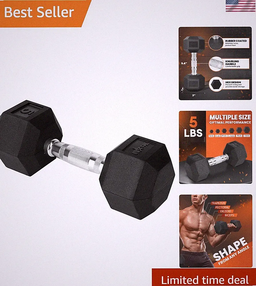 Durable Encased Hex Dumbbells: Noise Reducing and Rust Resistant, 5-50 lbs
