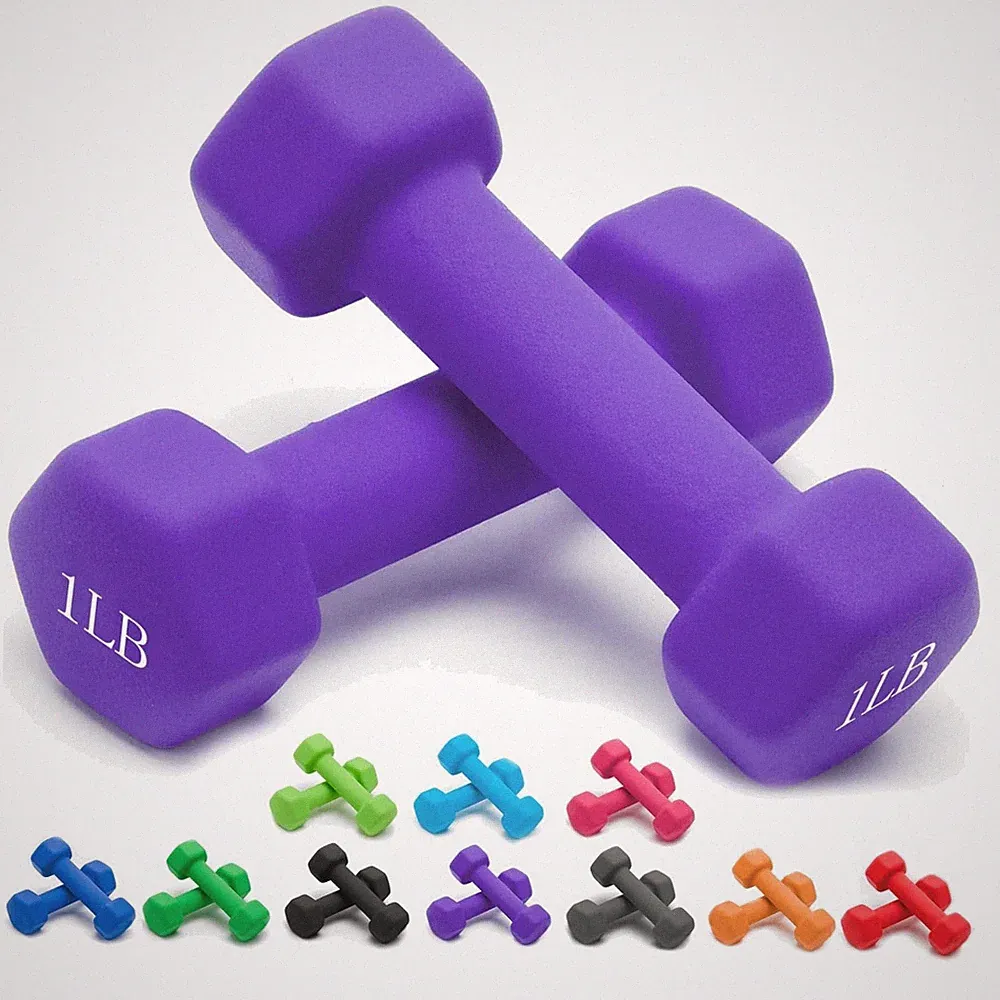 Durable Neoprene Dumbbells (2-pack, 1-15 LB) - Ergonomic, Non-Slip Design