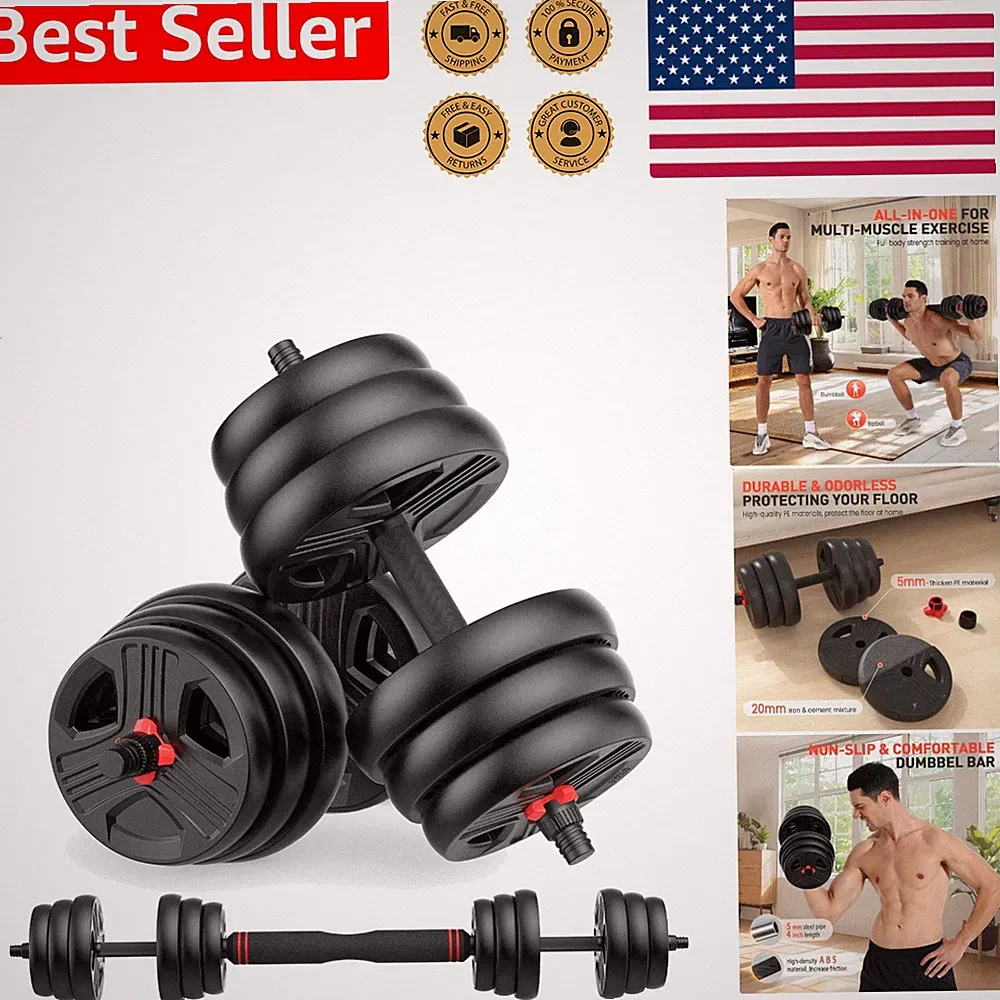Dynamic Adjustable Dumbbells Sturdy Home Gym Workout Free Weights Barbell System