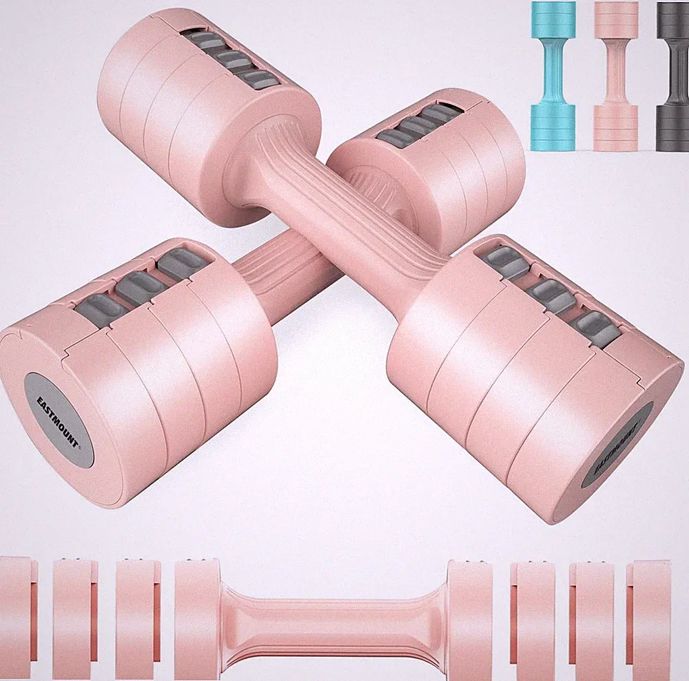 EAST MOUNT Adjustable Hand Dumbbell for Women 5lb Dumbbells Set of 2, 4 Pink