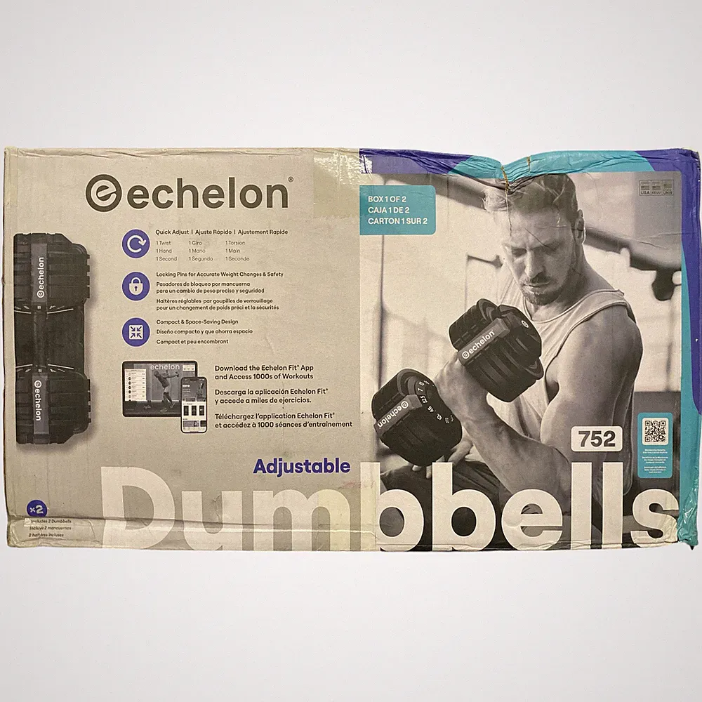 Echelon Adjustable Dumbbell 752 Set, 7-52.5 LBS, Set of 2