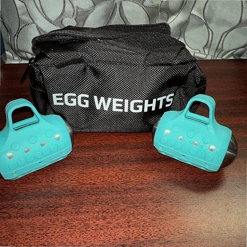 EGG WEIGHTS 1.5lb Each/3lb Set With Case TEAL Blue cardio max hand weights