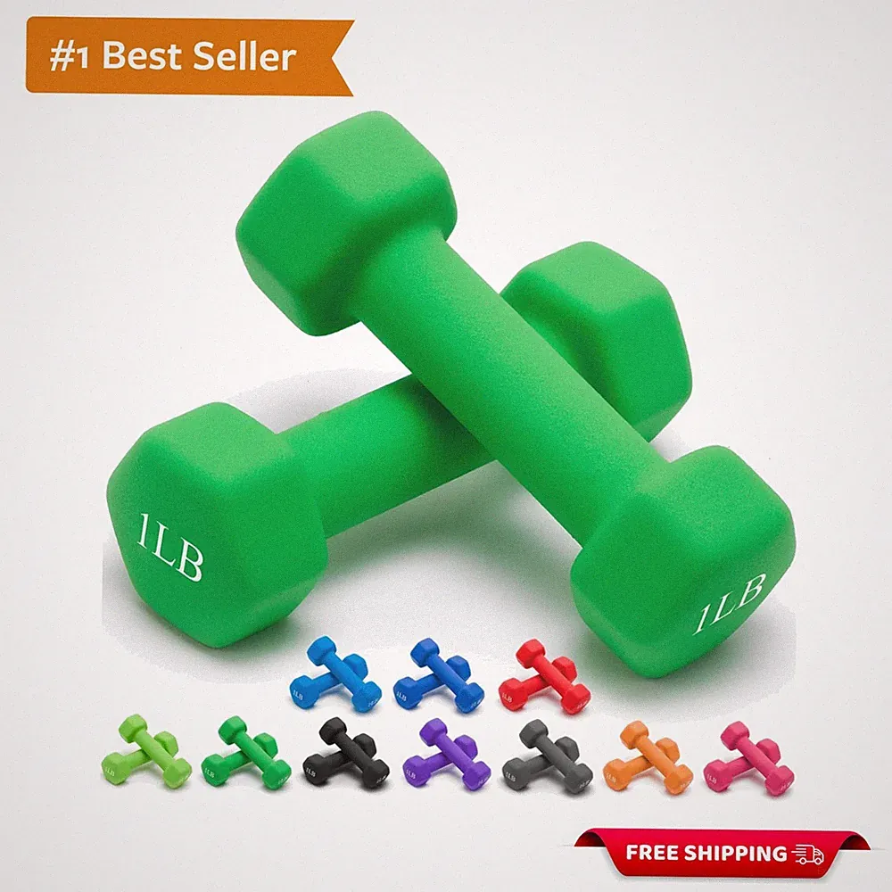 Elegant 1-15 LB Neoprene Dumbbells - Set of 2 with Anti-Slip Grip & Many Choices