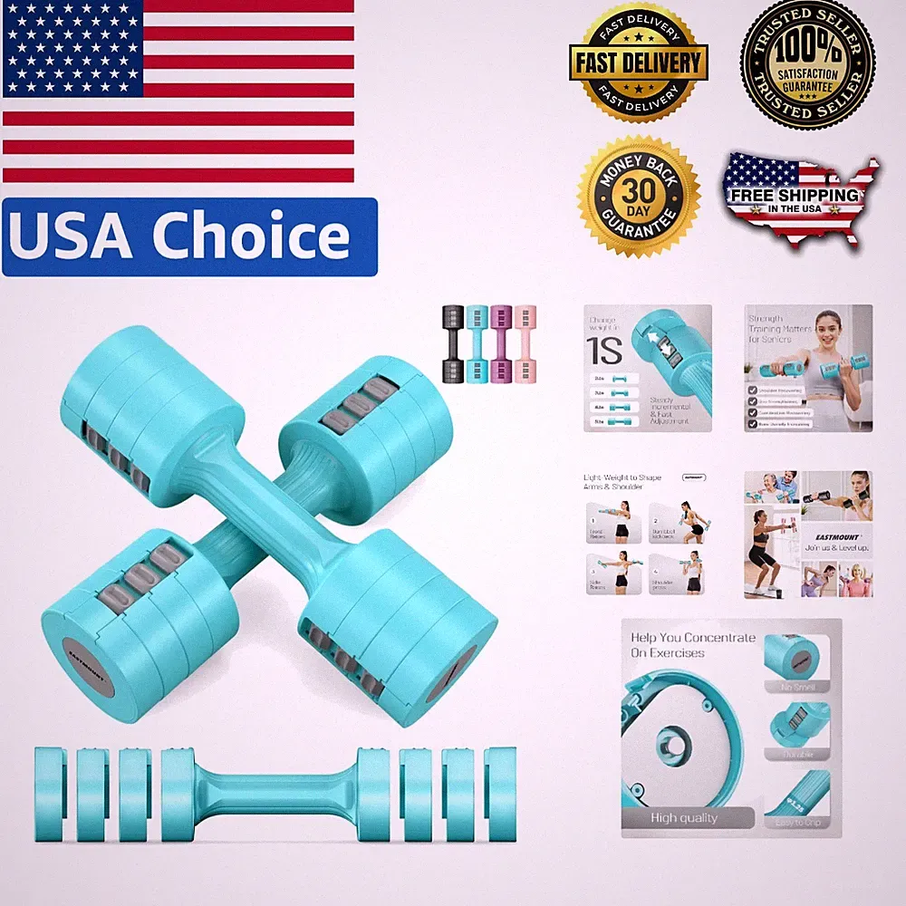 Elegant Adjustable Dumbbells Set for Women - 6 in 1 Weights, Easy Storage