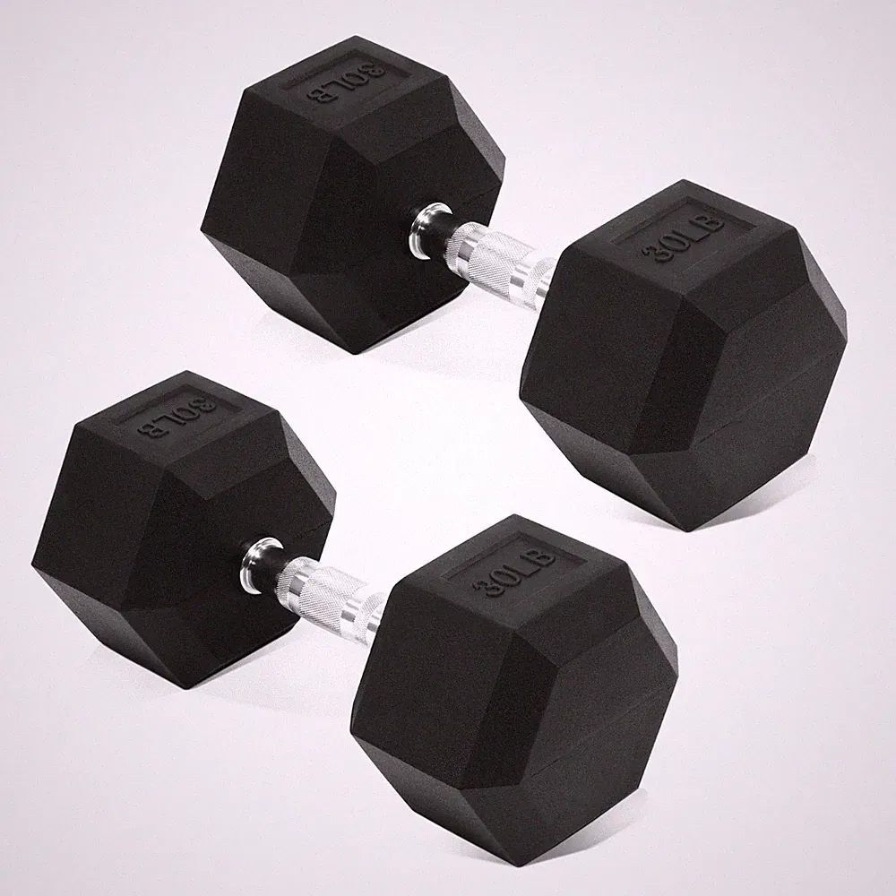 Encased Hex Dumbbell, Hand Weights Set of 2 with Anti-Slip Cast Iron Grip for...