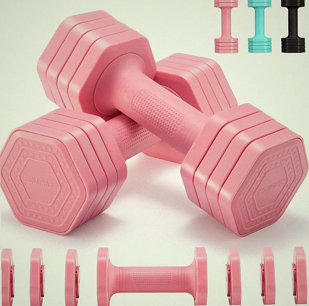 Equipro Adjustable Dumbbell Set for Women – 2–5lb, 4-in-1 Weights, Soft Grip Han